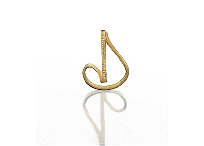 Gold Plated CZ Studded Initial I Ring